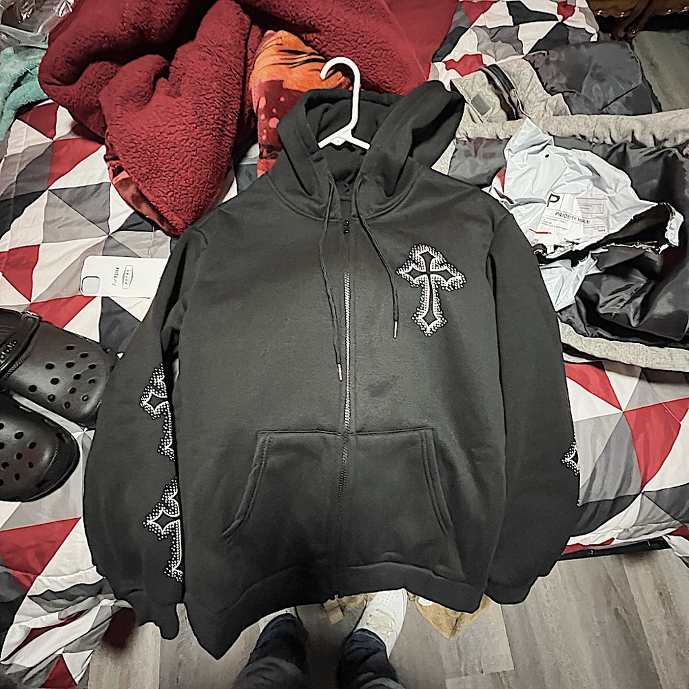 White Cross Zip Up